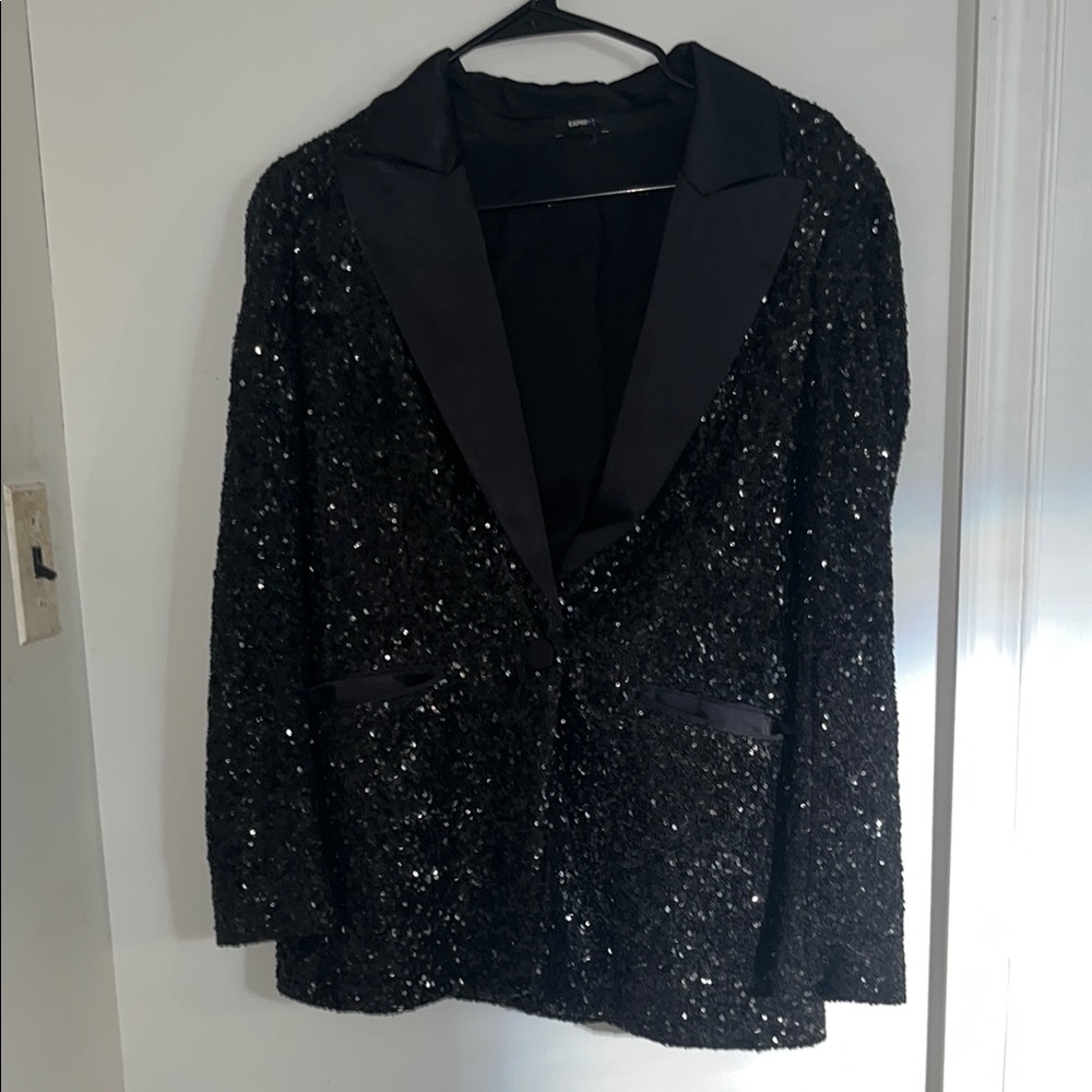 Express Black Sequin Blazer